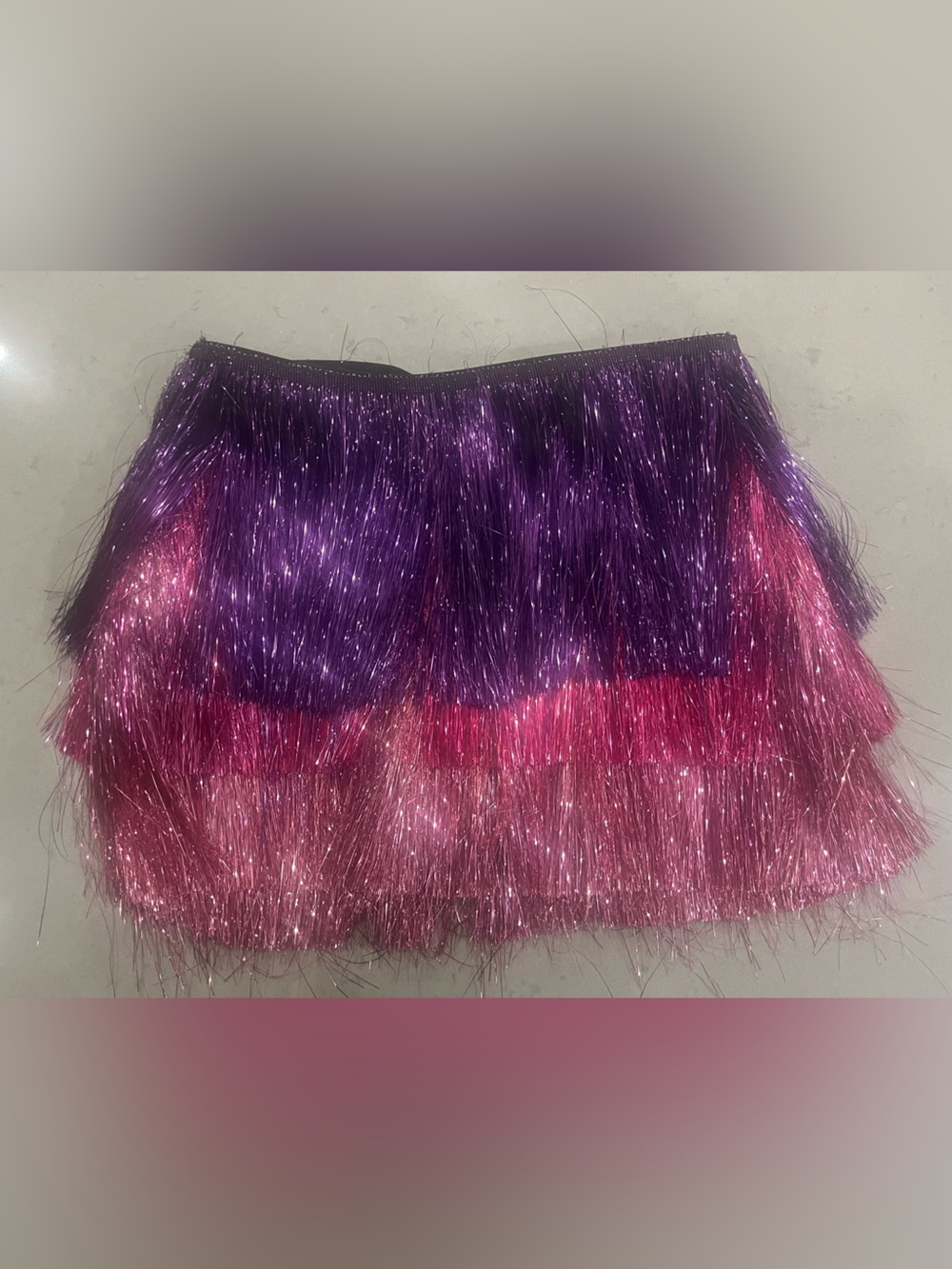 Nasty Gal Pink and Purple Tinsel Fringe Mini Skort